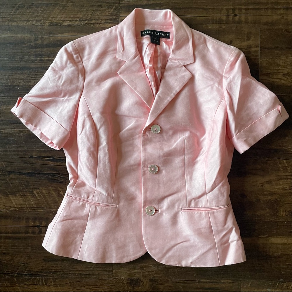 RALPH LAUREN Black Label Silk Pink Barbiecore Two-Piece Skirt Suit Women size 6 - Picture 3 of 14